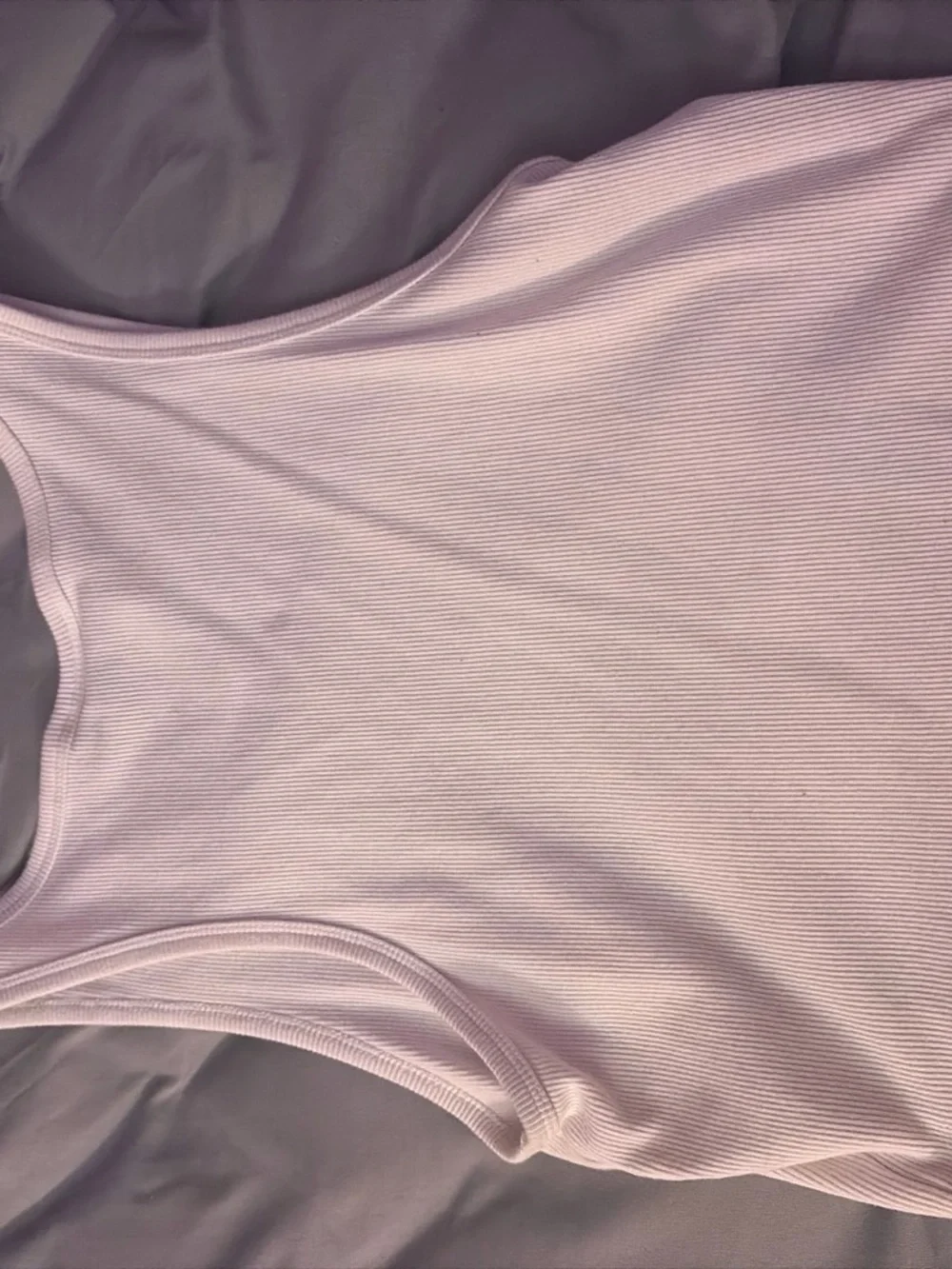Von Dutch Light Pink Ribbed Tank Top
